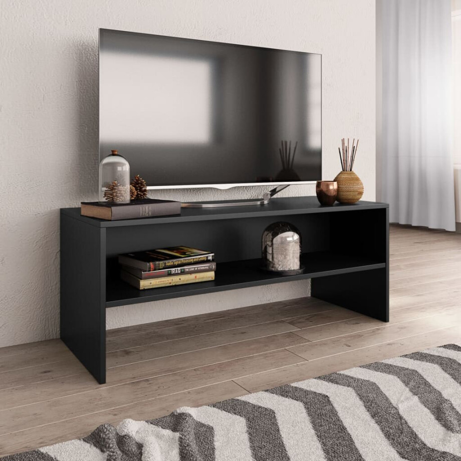 vidaXL Tv-meubel 100x40x40 cm bewerkt hout zwart vidaXL Tv-meubel 100x40x40 cm bewerkt hout zwart afbeelding 1