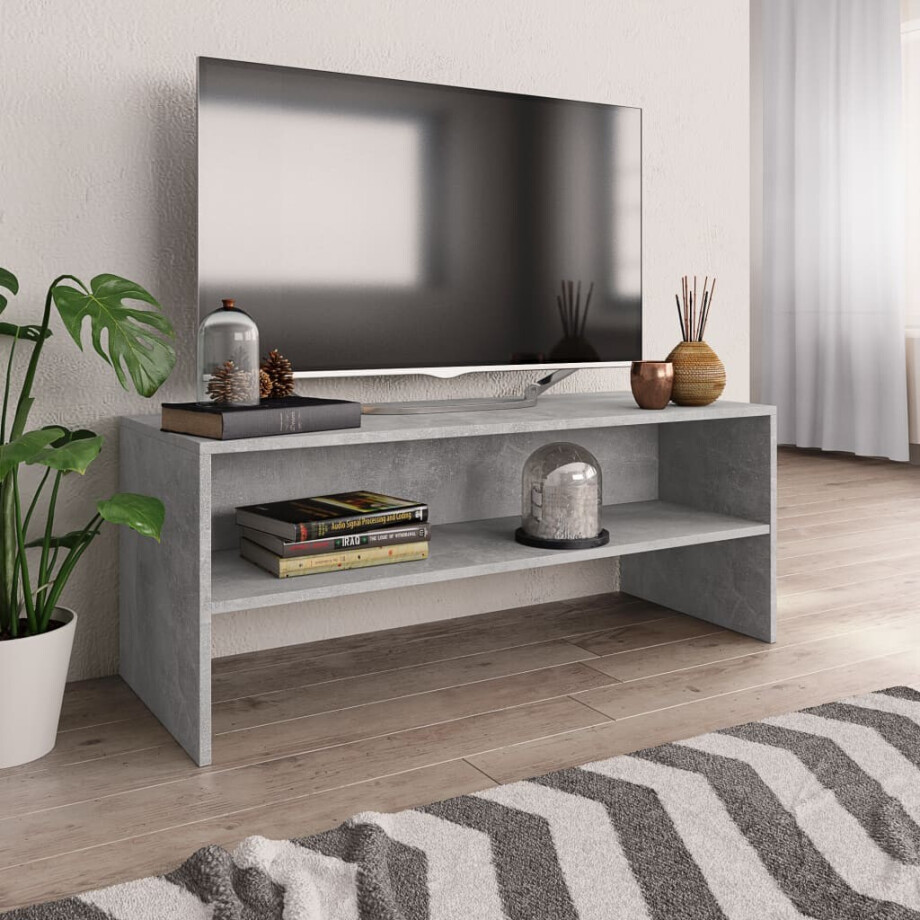 vidaXL Tv-meubel 100x40x40 cm bewerkt hout betongrijs vidaXL Tv-meubel 100x40x40 cm bewerkt hout betongrijs afbeelding 1
