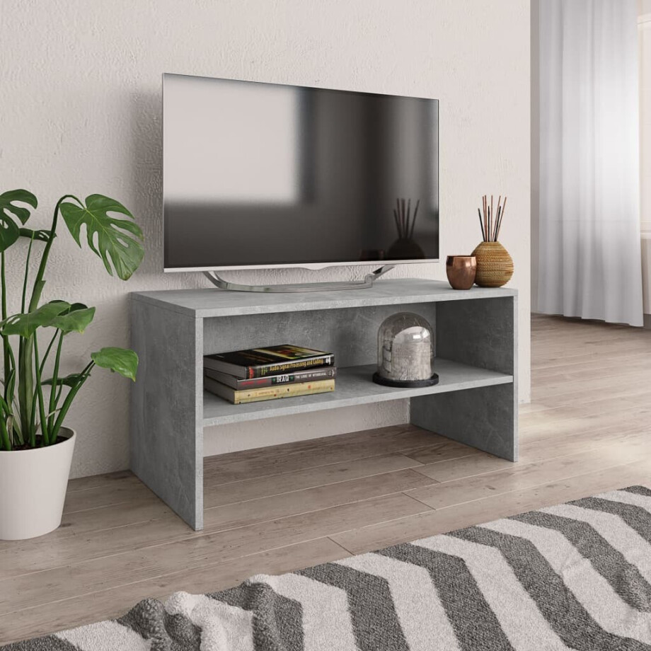 vidaXL Tv-meubel 80x40x40 cm bewerkt hout betongrijs vidaXL Tv-meubel 80x40x40 cm bewerkt hout betongrijs afbeelding 1