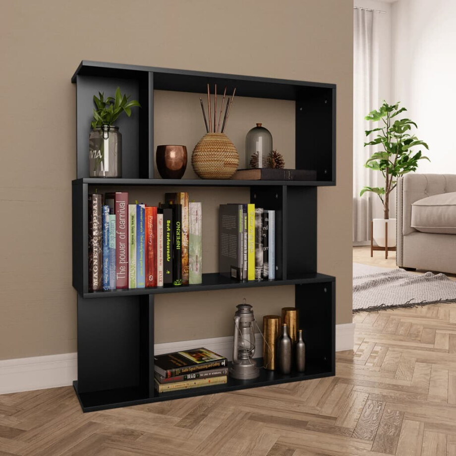 vidaXL Boekenkast/kamerscherm 80x24x96 cm bewerkt hout zwart afbeelding 1