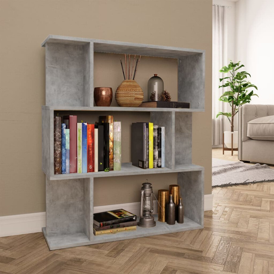 vidaXL Boekenkast/kamerscherm 80x24x96 cm bewerkt hout betongrijs afbeelding 1