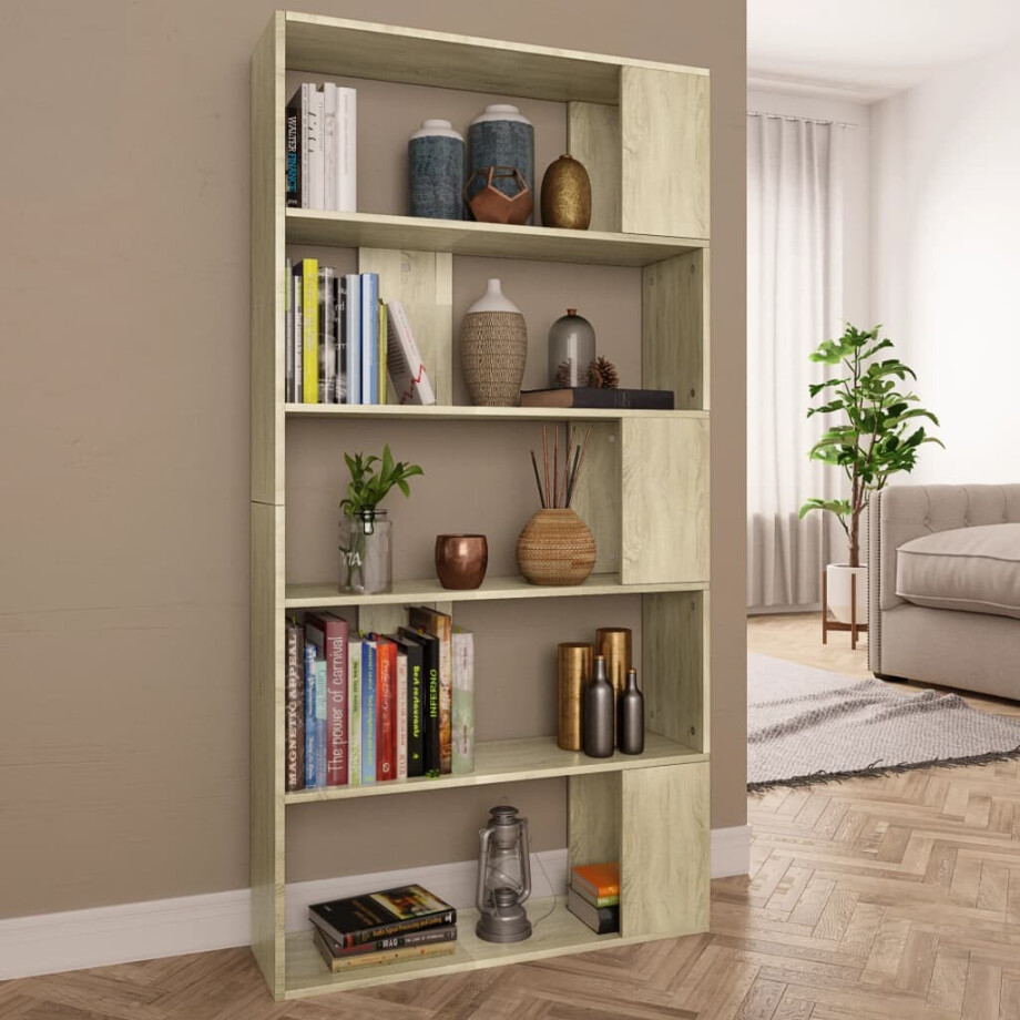 vidaXL Boekenkast/kamerscherm 80x24x159 cm bewerkt hout sonoma eiken afbeelding 1