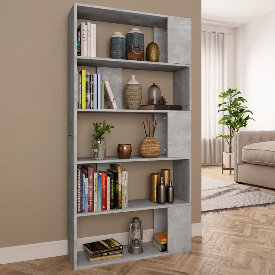 vidaXL Boekenkast/kamerscherm 80x24x159 cm bewerkt hout betongrijs vidaXL Boekenkast/kamerscherm 80x24x159 cm bewerkt hout betongrijs afbeelding 1