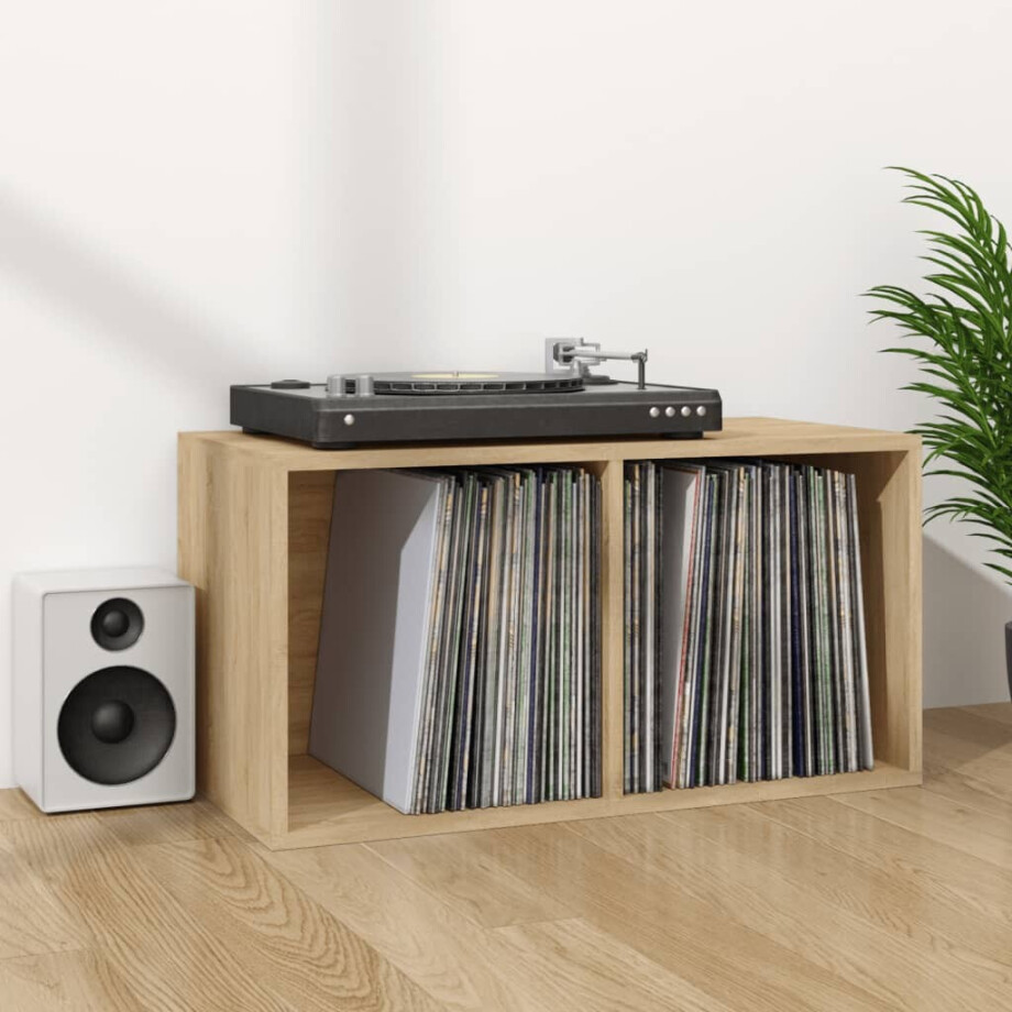 vidaXL Opbergbox voor LP's 71x34x36 cm bewerkt hout sonoma eikenkleur afbeelding 1
