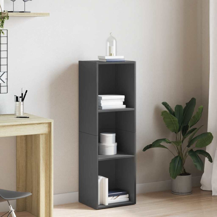 vidaXL Boekenkast/tv-meubel 36x30x114 cm bewerkt hout hoogglans grijs afbeelding 1