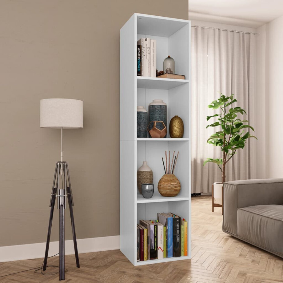 vidaXL Boekenkast/tv-meubel 36x30x143 cm bewerkt hout wit afbeelding 1