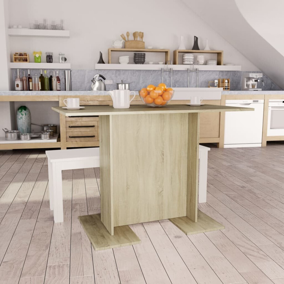 vidaXL Eettafel 110x60x75 cm bewerkt hout sonoma eikenkleurig vidaXL Eettafel 110x60x75 cm bewerkt hout sonoma eikenkleurig afbeelding 1