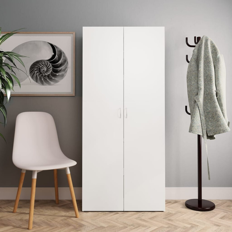vidaXL Schoenenkast 80x35,5x180 cm bewerkt hout wit vidaXL Schoenenkast 80x35,5x180 cm bewerkt hout wit afbeelding 1