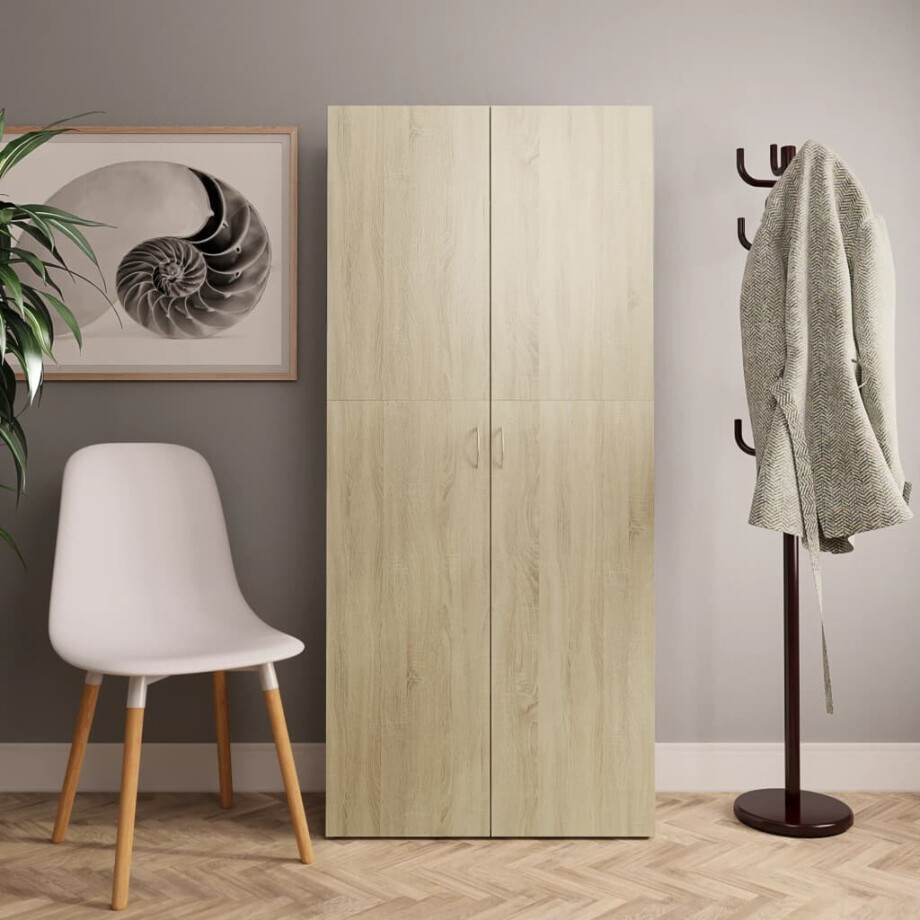 vidaXL Schoenenkast 80x35,5x180 cm bewerkt hout sonoma eikenkleurig vidaXL Schoenenkast 80x35,5x180 cm bewerkt hout sonoma eikenkleurig afbeelding 1