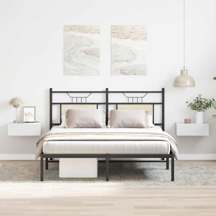 vidaXL Nachtkastjes 2 st zwevend 40x30x15 cm bewerkt hout wit afbeelding 1