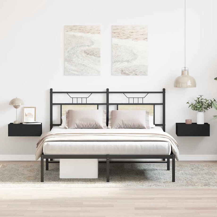 vidaXL Nachtkastje zwevend 40x30x15 cm bewerkt hout zwart vidaXL Nachtkastje zwevend 40x30x15 cm bewerkt hout zwart afbeelding 1