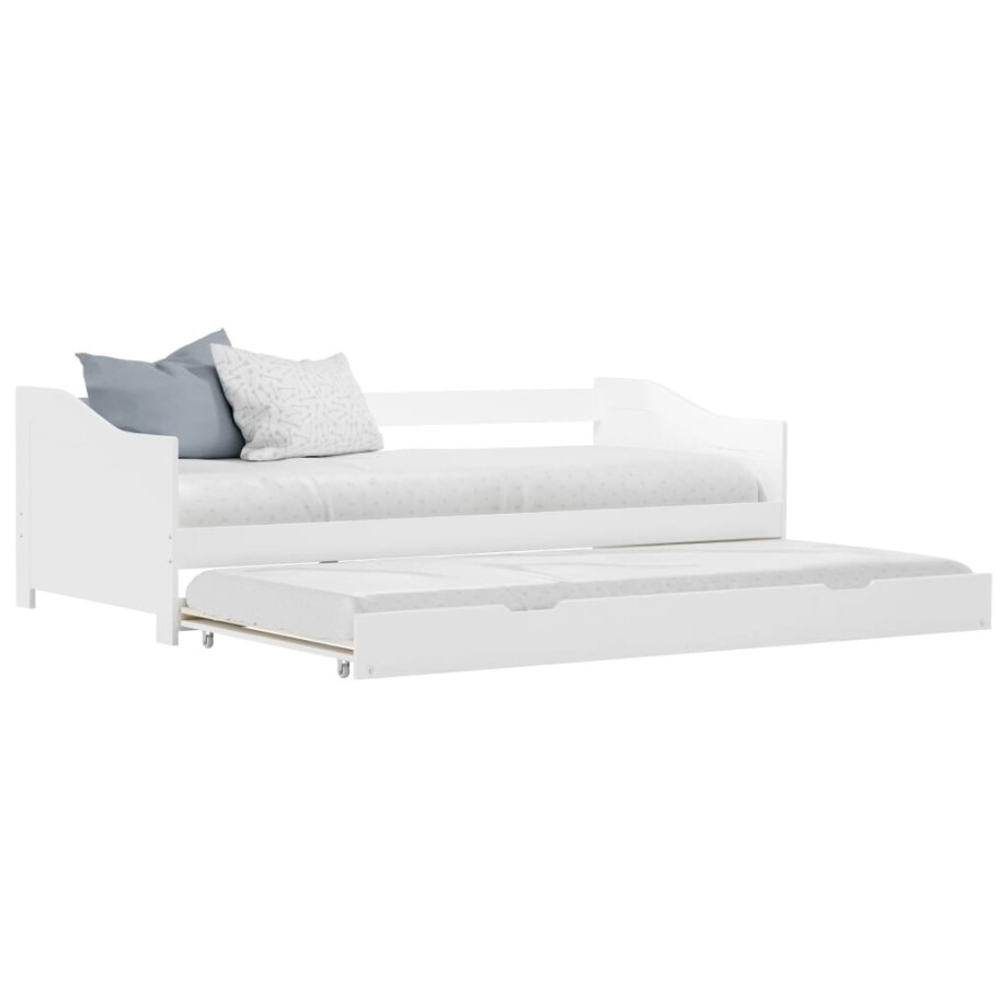 vidaXL Bedbank uittrekbaar grenenhout wit 90x200 cm afbeelding 1