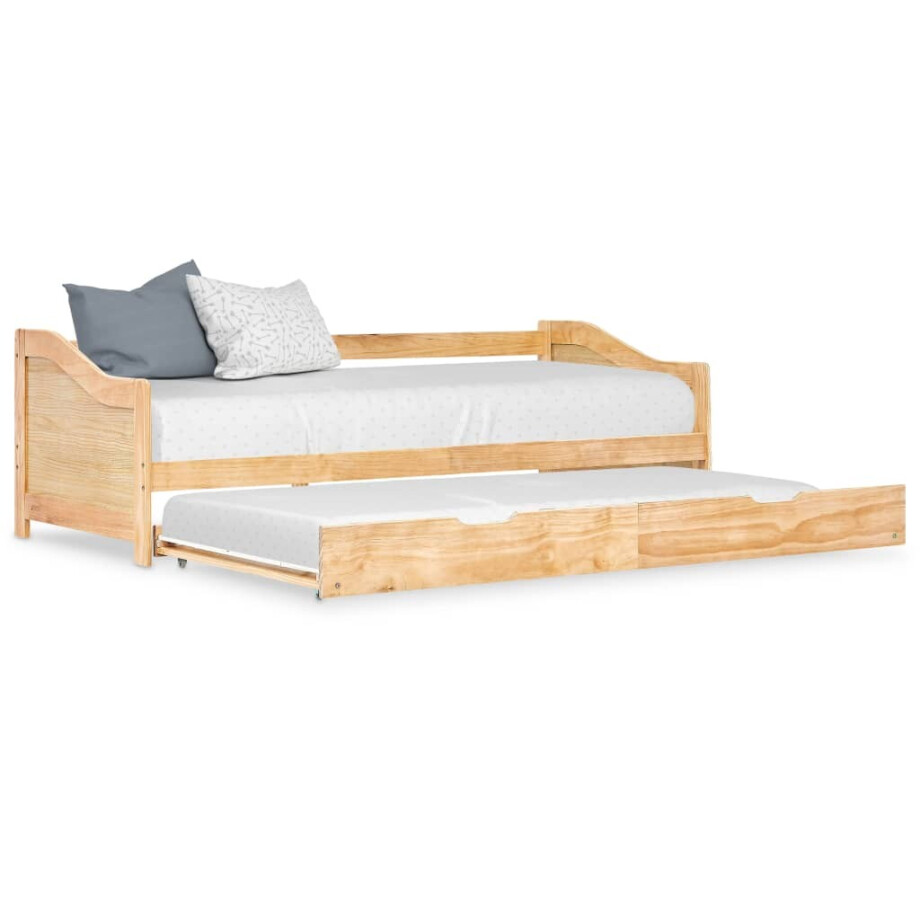 vidaXL Bedbank uittrekbaar grenenhout 90x200 cm afbeelding 1