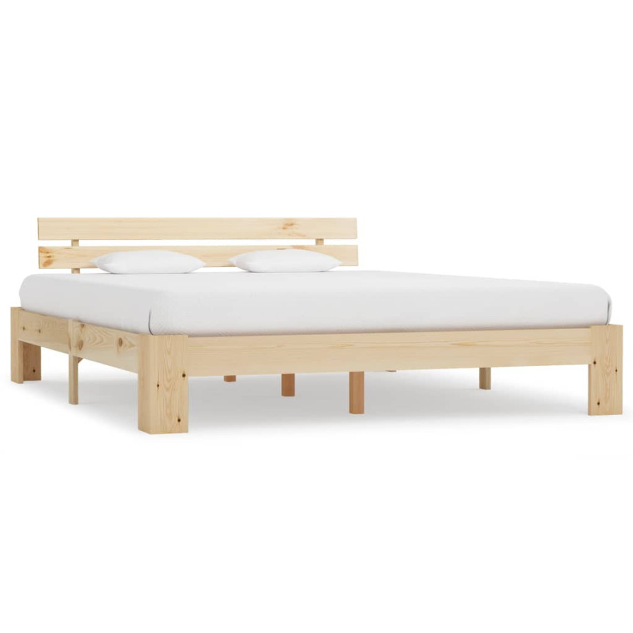 vidaXL Bedframe met hoofdbord massief grenenhout 160x200 cm afbeelding 1