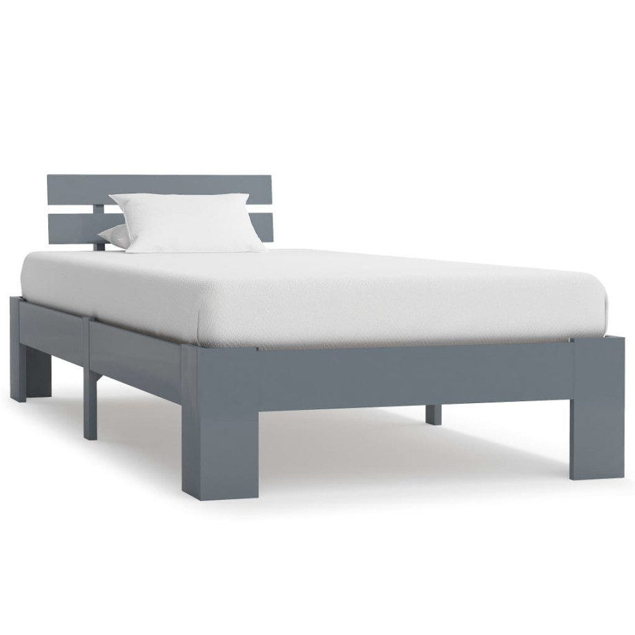 vidaXL Bedframe massief grenenhout grijs 90x200 cm afbeelding 1