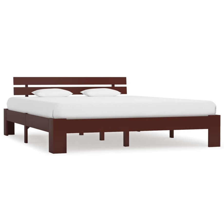vidaXL Bedframe massief grenenhout donkerbruin 160x200 cm afbeelding 1