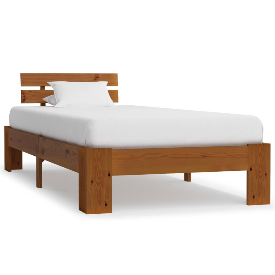 vidaXL Bedframe massief grenenhout honingbruin 90x200 cm afbeelding 1