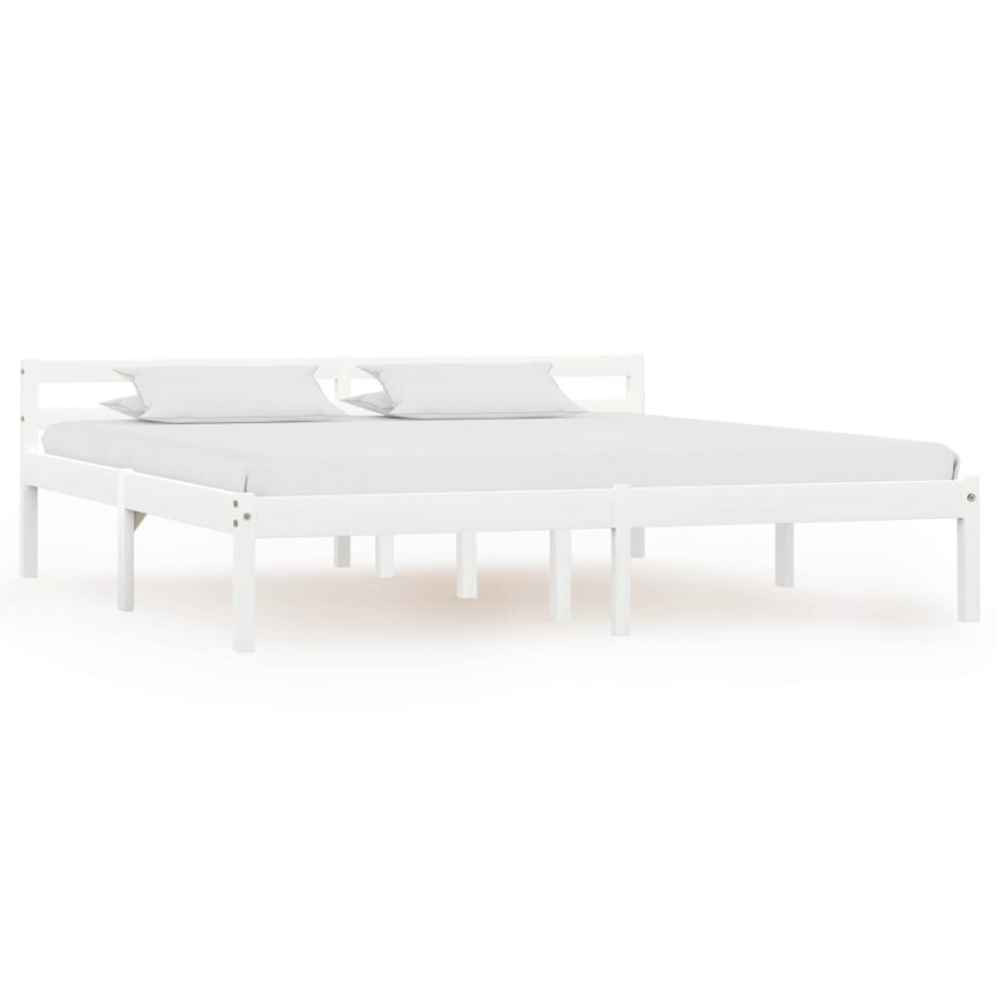 vidaXL Bedframe massief grenenhout wit 160x200 cm afbeelding 1