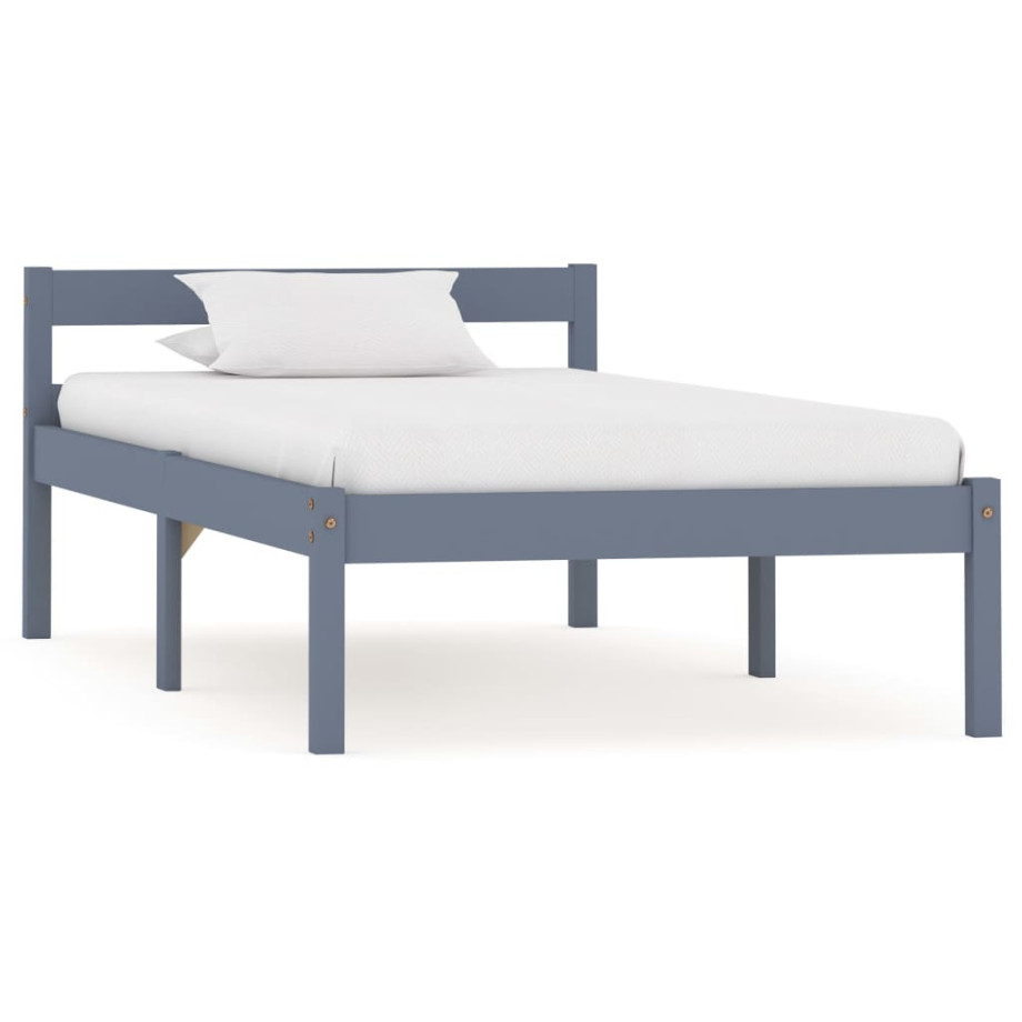 vidaXL Bedframe massief grenenhout grijs 90x200 cm afbeelding 1