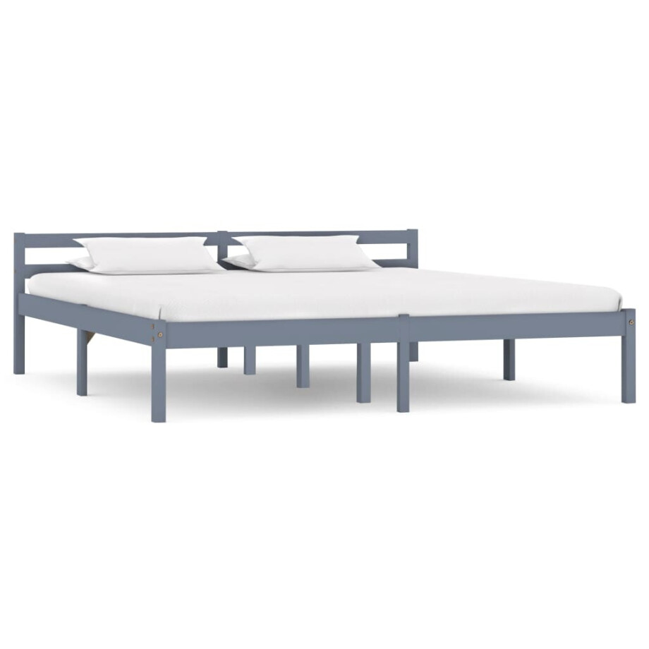 vidaXL Bedframe massief grenenhout grijs 160x200 cm afbeelding 1