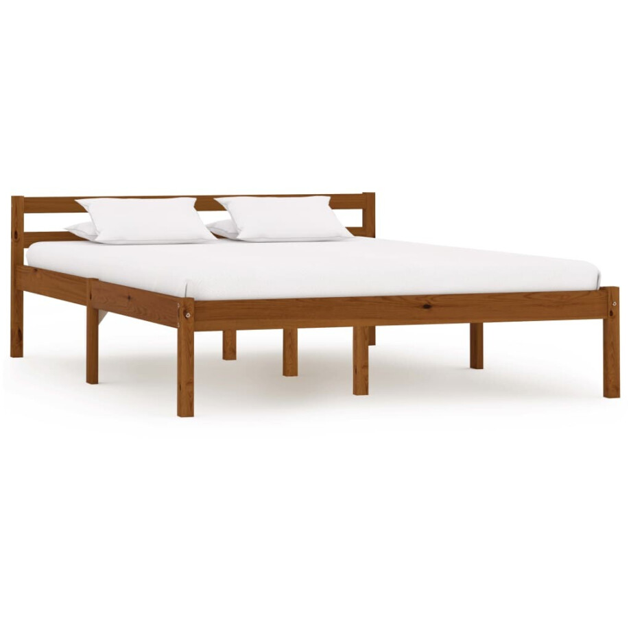 vidaXL Bedframe massief grenenhout honingbruin 140x200 cm afbeelding 1