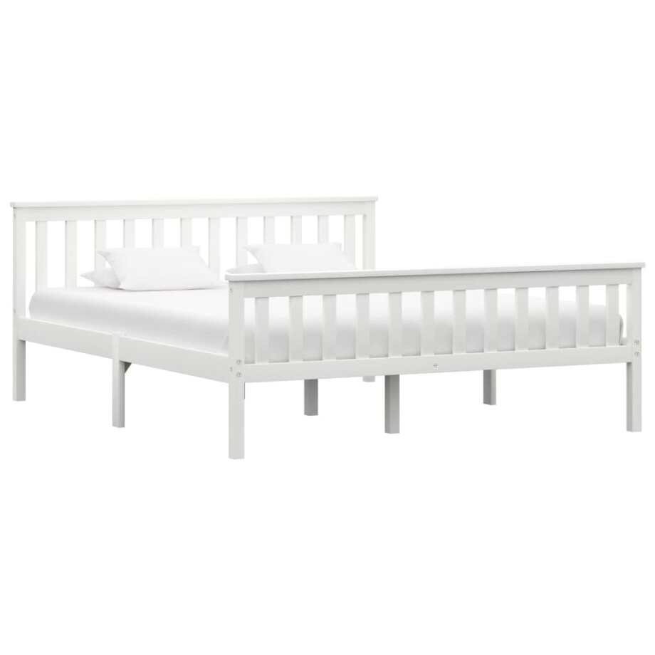 vidaXL Bedframe massief grenenhout wit 160x200 cm afbeelding 1