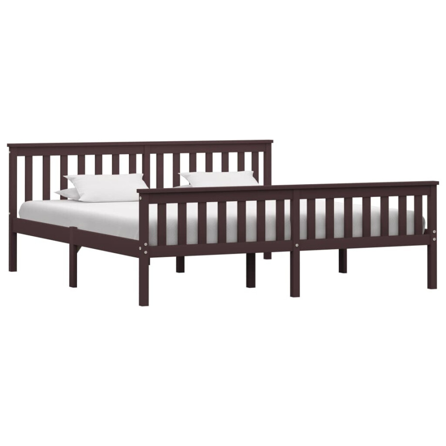 vidaXL Bedframe massief grenenhout donkerbruin 180x200 cm vidaXL Bedframe massief grenenhout donkerbruin 180x200 cm afbeelding 1