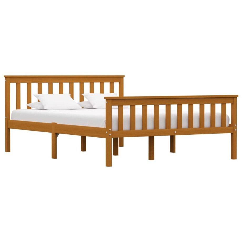 vidaXL Bedframe massief grenenhout honingbruin 140x200 cm afbeelding 1