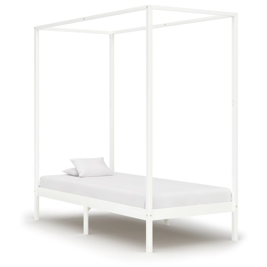 vidaXL Hemelbedframe massief grenenhout wit 100x200 cm afbeelding 1