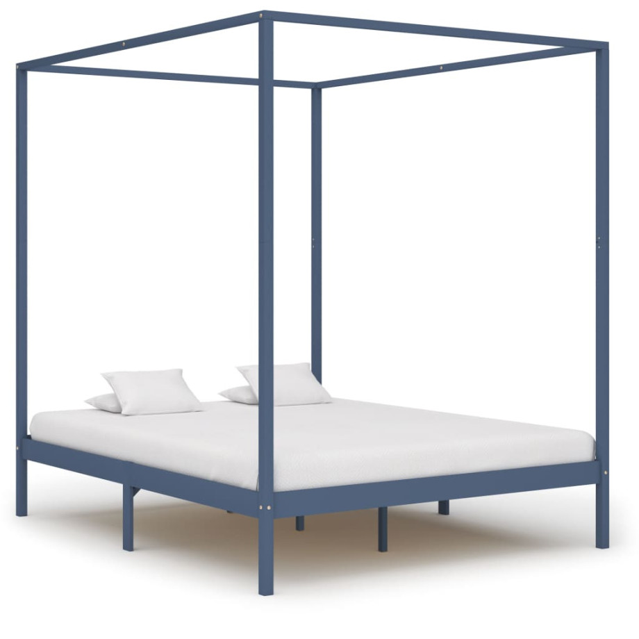 vidaXL Hemelbedframe massief grenenhout grijs 180x200 cm afbeelding 1