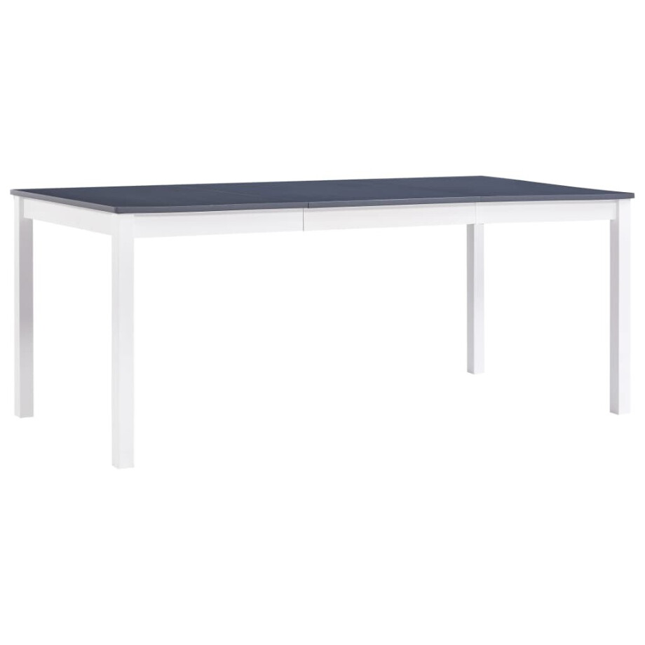 vidaXL Eettafel 180x90x73 cm grenenhout wit en grijs afbeelding 1