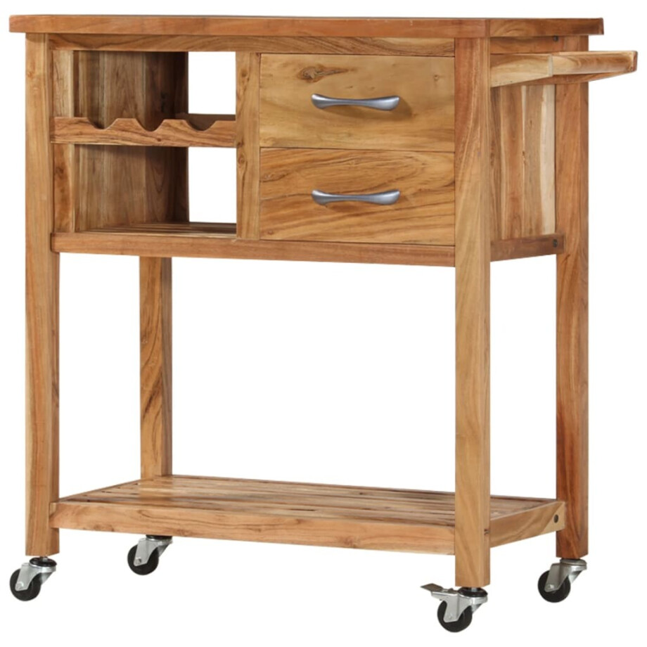 vidaXL Keukentrolley 80x45x91 cm massief acaciahout vidaXL Keukentrolley 80x45x91 cm massief acaciahout afbeelding 1