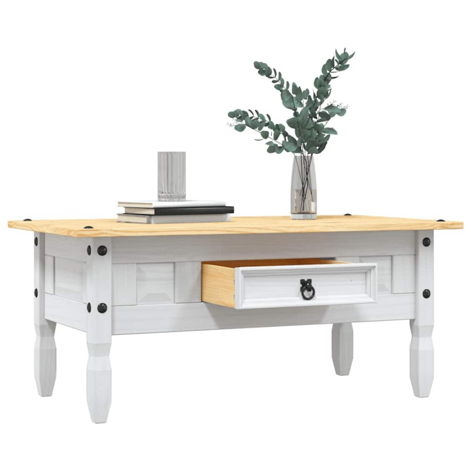 vidaXL Salontafel 100x55x44 cm Mexicaans grenenhout Corona-stijl wit afbeelding 1