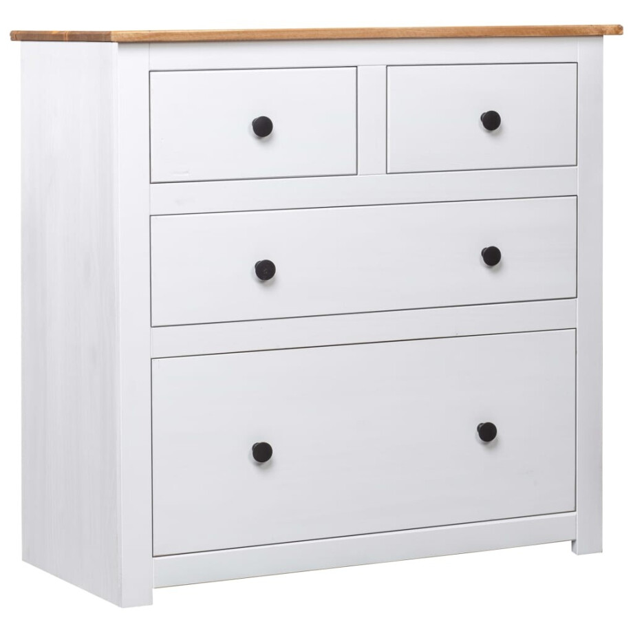 vidaXL Dressoir Panama Range 80x40x83 cm grenenhout wit afbeelding 1