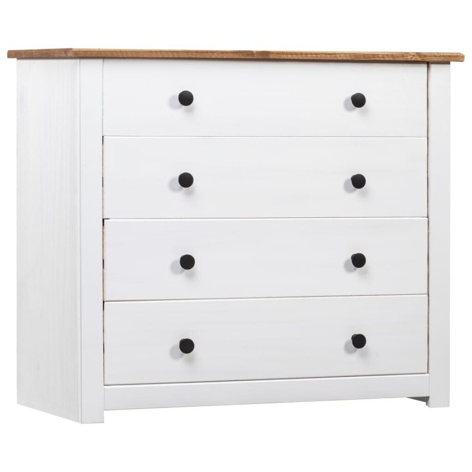 vidaXL Bijzetkast Panama Range 80x40x73 cm grenenhout wit afbeelding 1