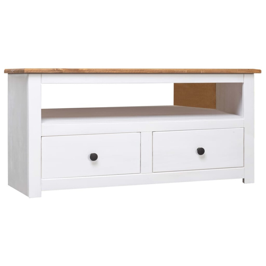 vidaXL Tv-hoekkast Panama Range 93x49x49 cm massief grenenhout wit vidaXL Tv-hoekkast Panama Range 93x49x49 cm massief grenenhout wit afbeelding 1