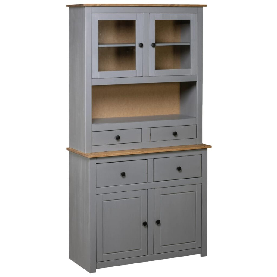 vidaXL Hoge kast Panama Range 93x40,5x180 cm massief grenenhout grijs afbeelding 1