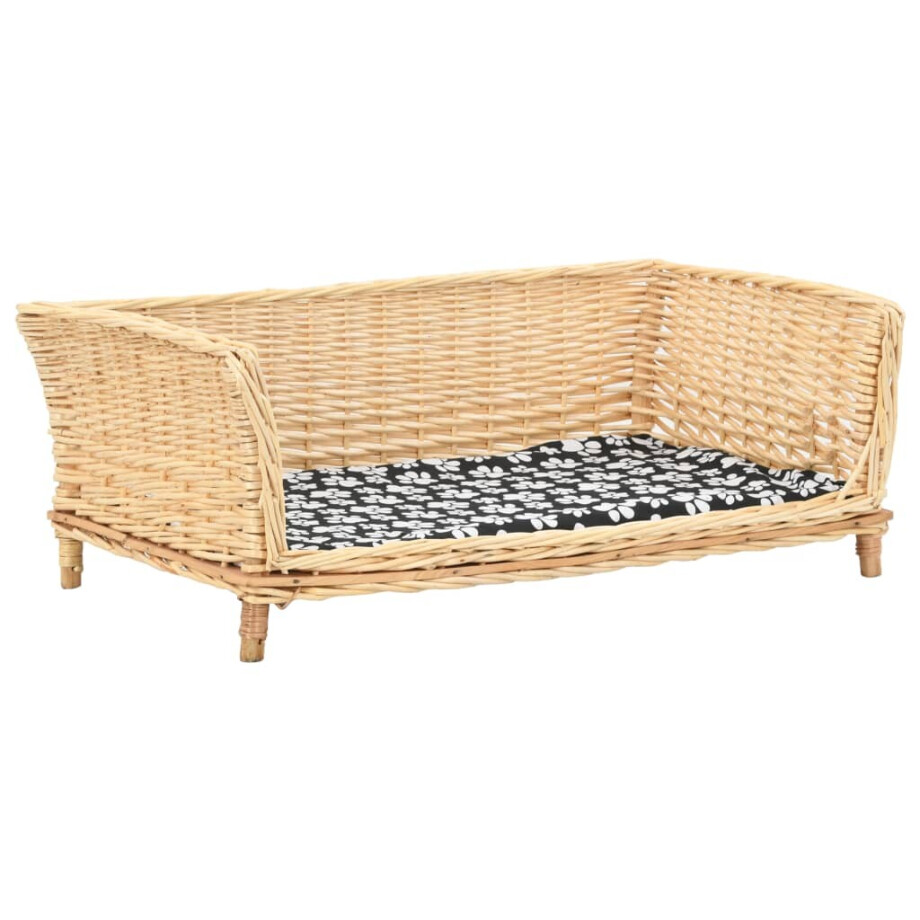 vidaXL Hondenmand met kussen 90x54x35 cm natuurlijk wilgen vidaXL Hondenmand met kussen 90x54x35 cm natuurlijk wilgen afbeelding 1