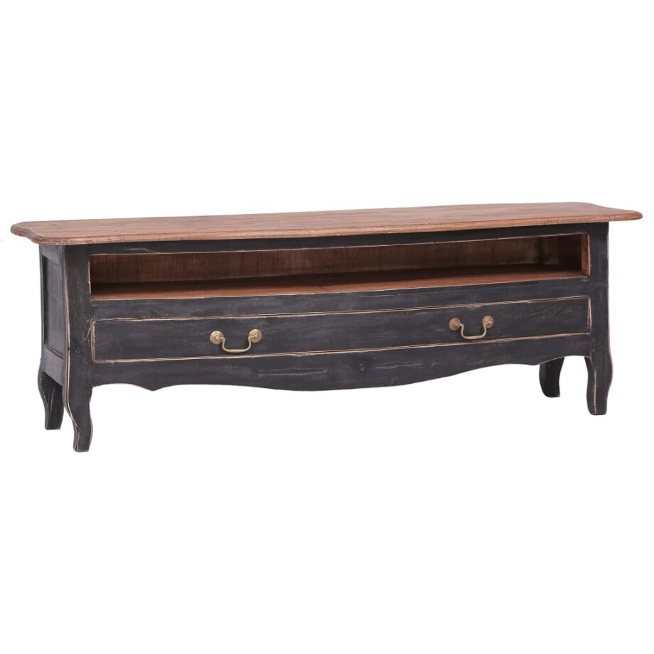 vidaXL Tv-meubel 120x30x40 cm massief mahoniehout zwart afbeelding 1