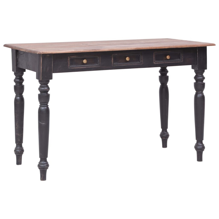 vidaXL Bureau met 3 lades 117x57x75 cm massief mahoniehout afbeelding 1