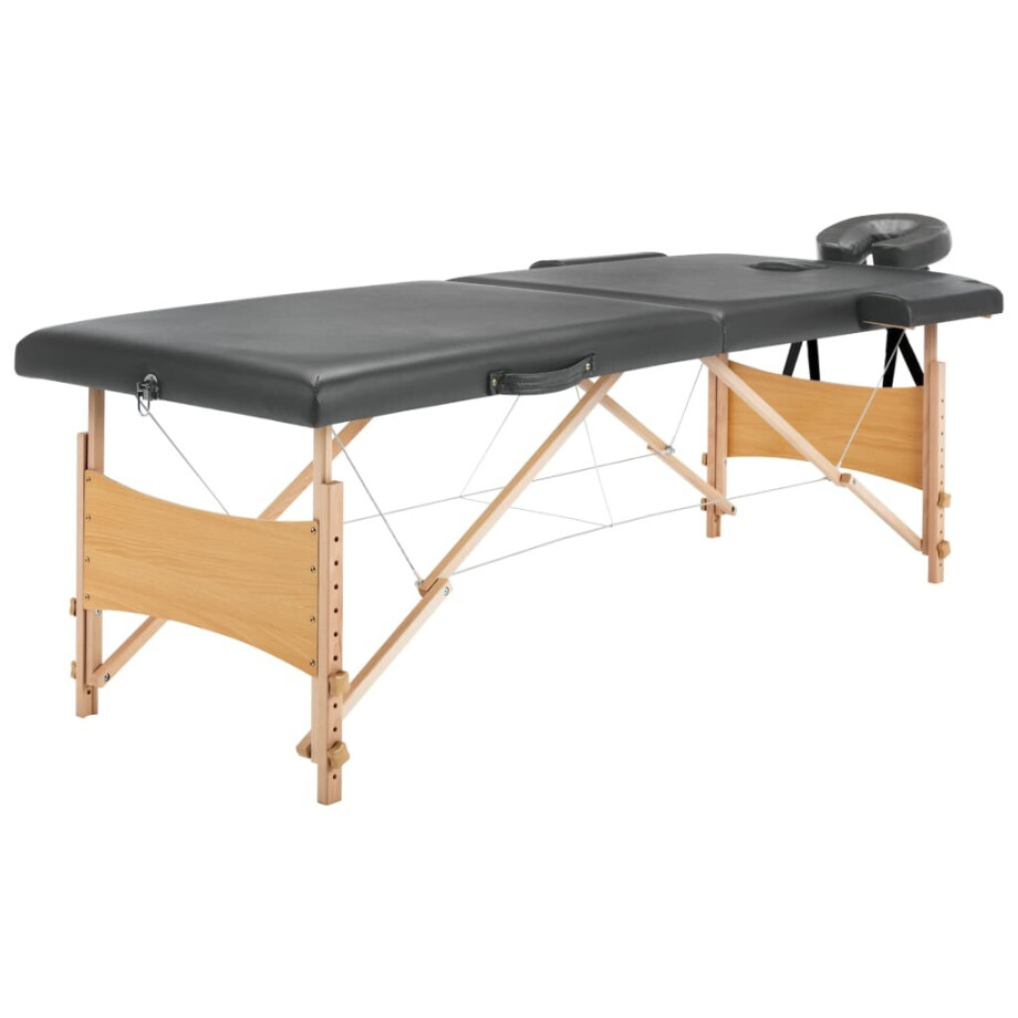 vidaXL Massagetafel met 2 zones 186x68 cm houten frame antraciet afbeelding 1