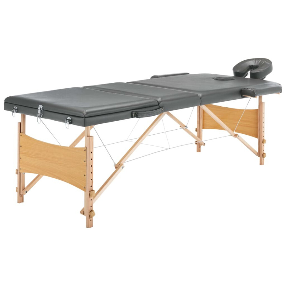 vidaXL Massagetafel met 3 zones 186x68 cm houten frame antraciet vidaXL Massagetafel met 3 zones 186x68 cm houten frame antraciet afbeelding 1