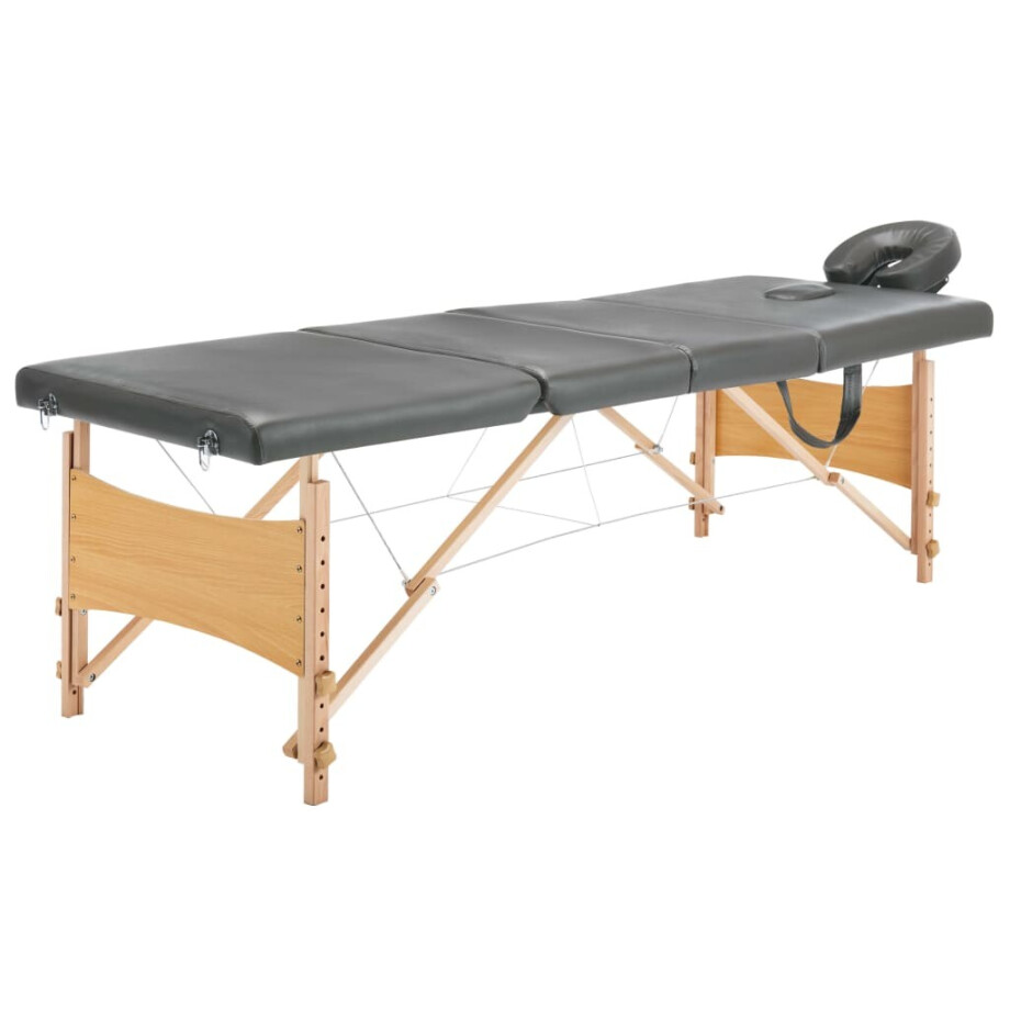 vidaXL Massagetafel met 4 zones 186x68 cm houten frame antraciet afbeelding 1