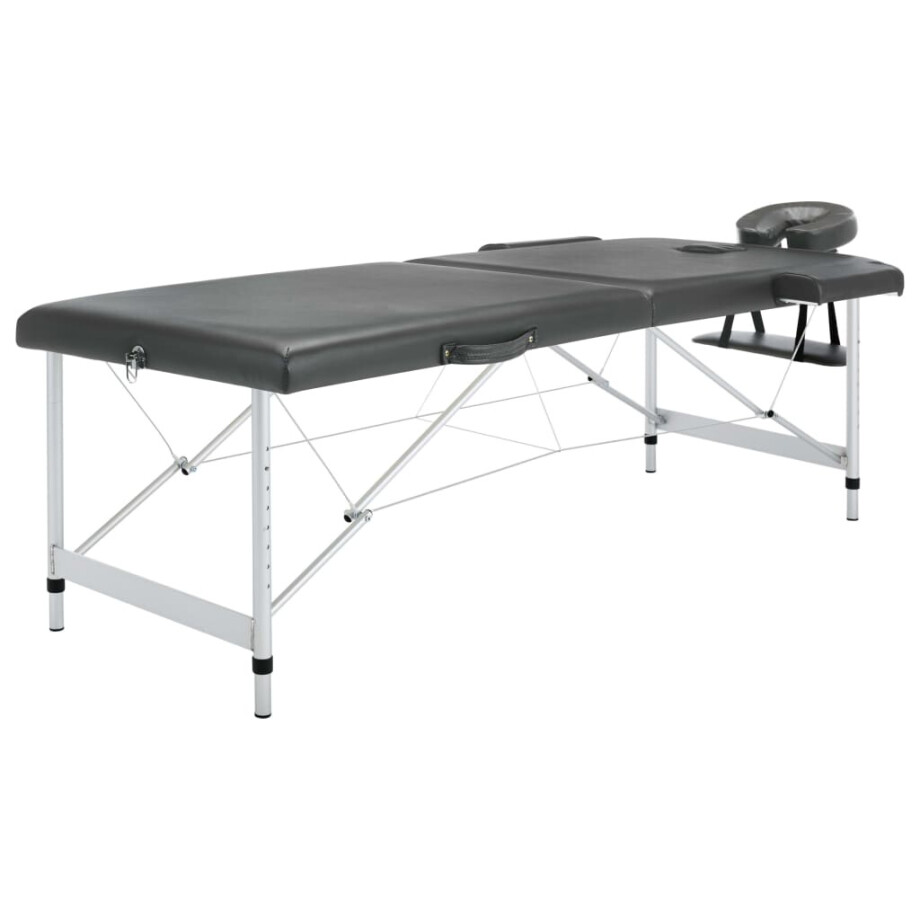 vidaXL Massagetafel met 2 zones 186x68 cm aluminium frame antraciet vidaXL Massagetafel met 2 zones 186x68 cm aluminium frame antraciet afbeelding 1