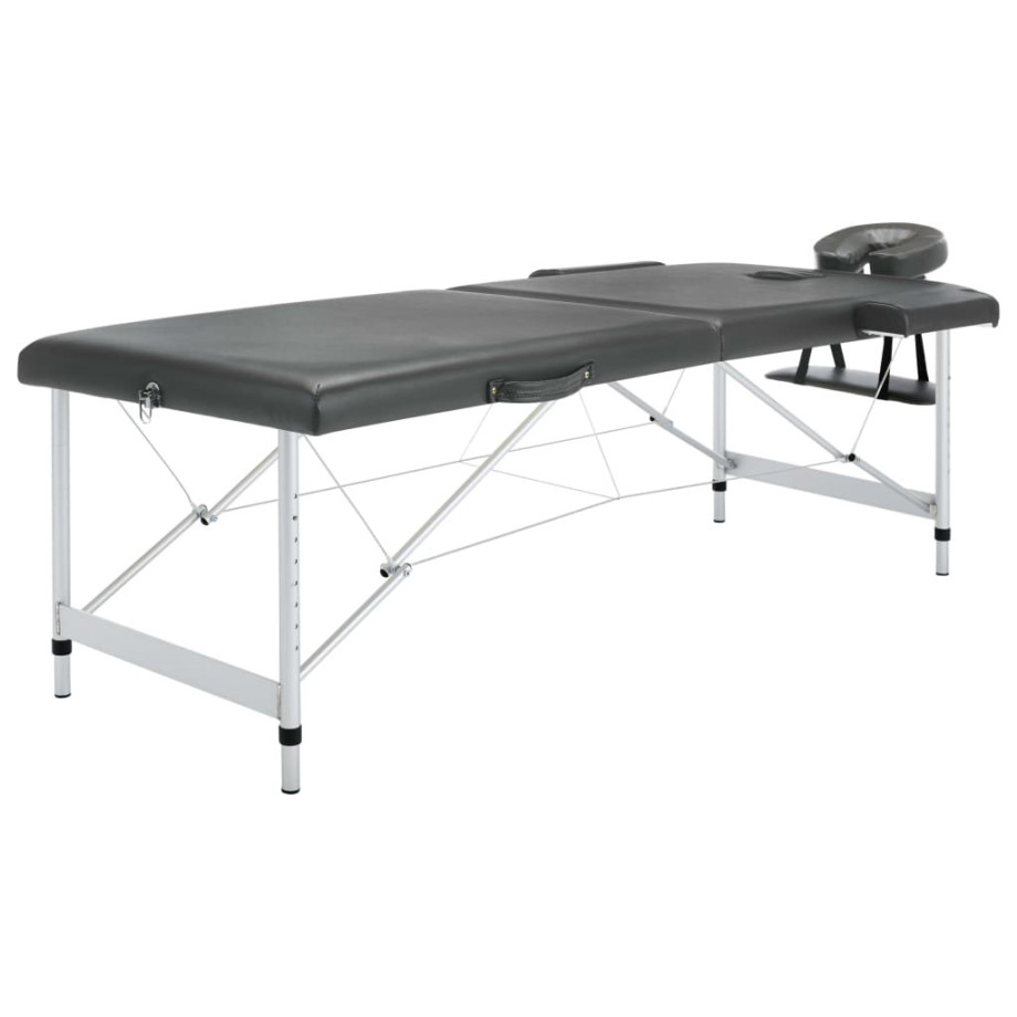 vidaXL Massagetafel met 2 zones 186x68 cm aluminium frame antraciet afbeelding 1