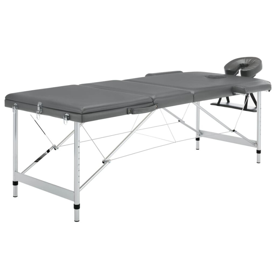 vidaXL Massagetafel met 3 zones 186x68 cm aluminium frame antraciet afbeelding 1