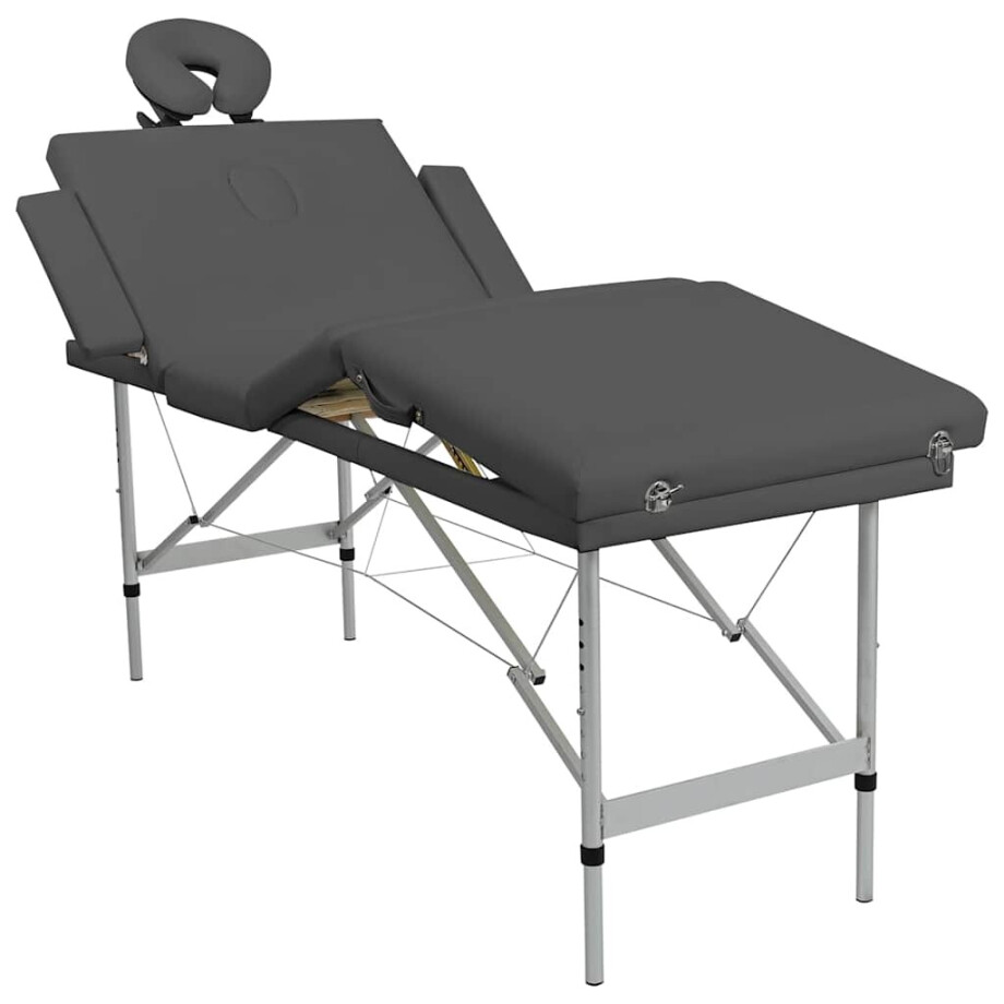 vidaXL Massagetafel met 4 zones 186x68 cm aluminium frame antraciet afbeelding 1