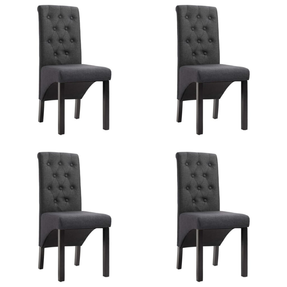 vidaXL Eetkamerstoelen 4 st stof donkergrijs afbeelding 1