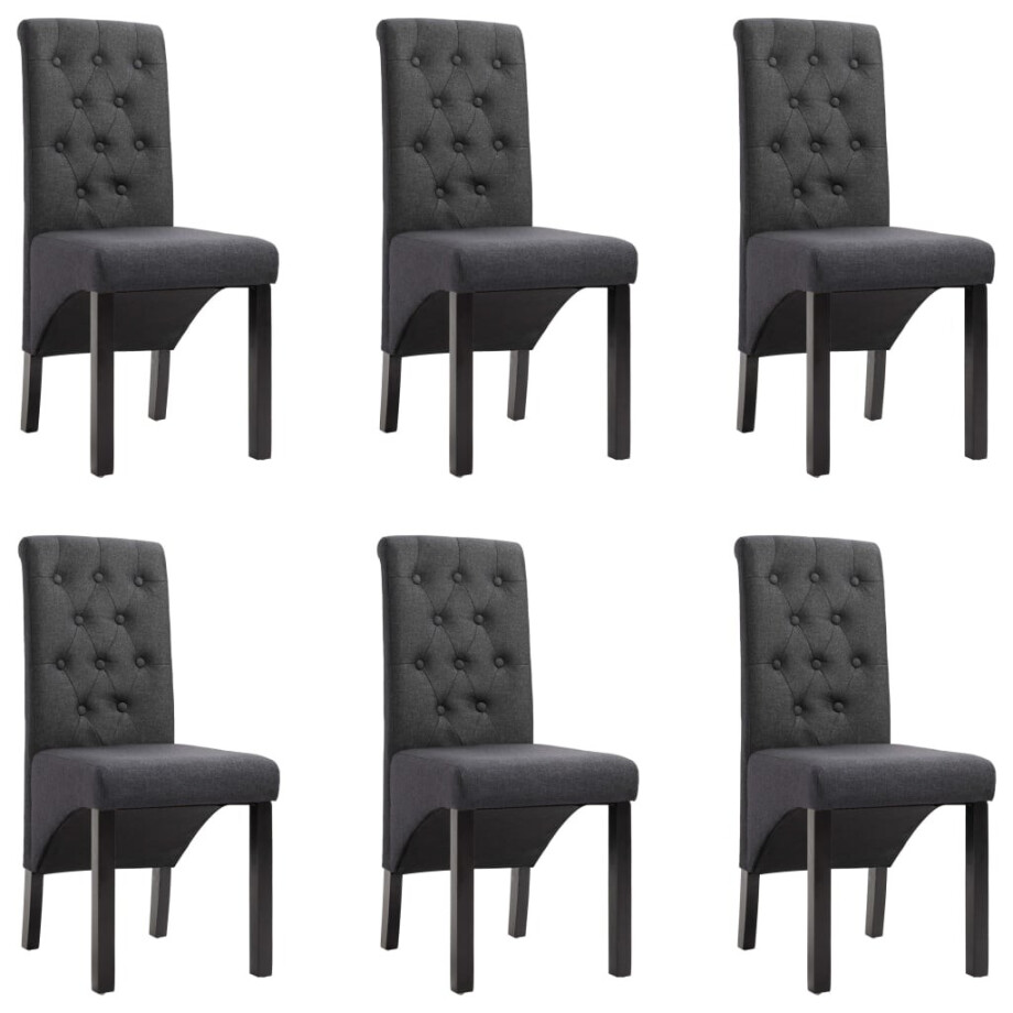 vidaXL Eetkamerstoelen 6 st stof donkergrijs afbeelding 1