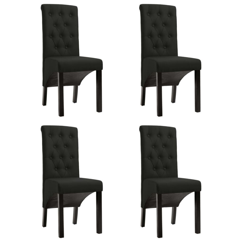 vidaXL Eetkamerstoelen 4 st stof zwart afbeelding 1